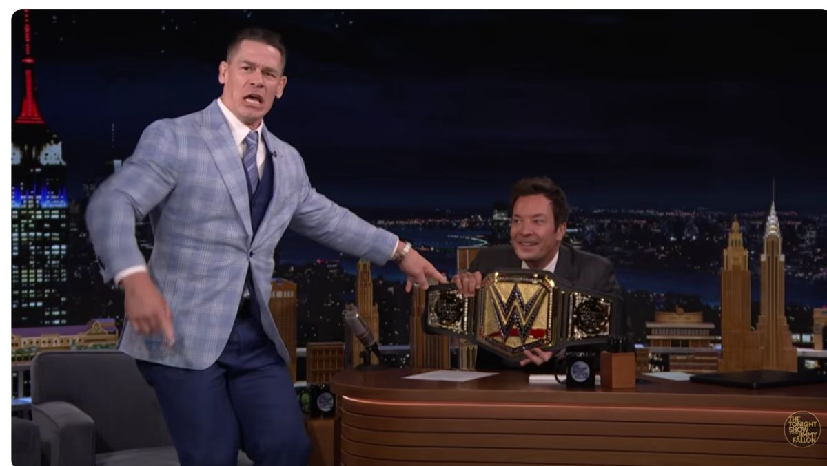 John Cena Presents Jimmy Fallon With WWE Championship Belt To Mark 17th Show Appearance